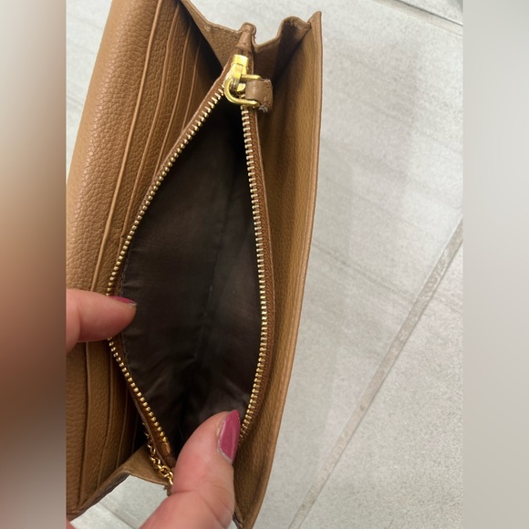 PRADA AUTHENTIC SOFT Saffiano Leather Long Wallet, Camel Brown - Picture 9 of 13